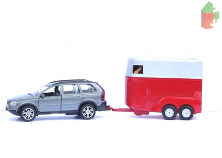 Kids Globe  Volvo XC90 mit Pferdeanh&auml;nger in Rot oder Schwarz