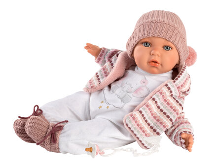 Llorens Puppe Baby Julia mit rosa/wei&szlig;em Pullover - 42cm