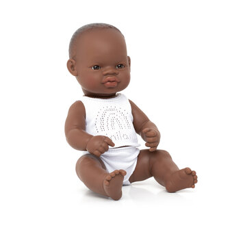 Miniland Babypuppe afrikanischer Junge mit Unterw&auml;sche 32cm