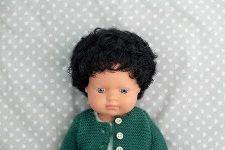 Miniland Puppe europ&auml;ischer Junge mit schwarzem Haar 38cm