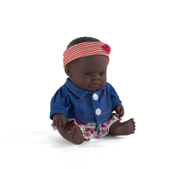 Miniland Babypuppe afrikanisches M&auml;dchen gekleidet 21cm