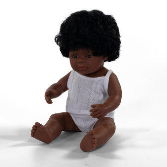 Miniland Puppe afro-afrikanisches M&auml;dchen mit Unterw&auml;sche 38cm