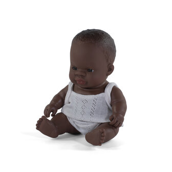 Miniland Babypuppe afrikanischer Junge mit Unterw&auml;sche 21cm