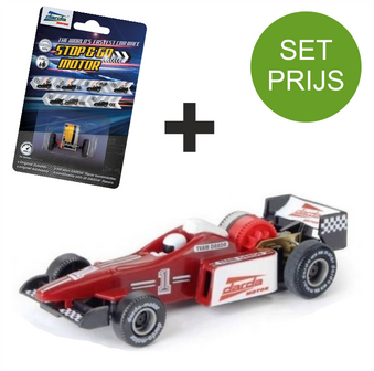 Darda Rennbahn Auto Formel 1 - F1 Auto (Rot) + Zus&auml;tzlicher Stop &amp; Go Motor