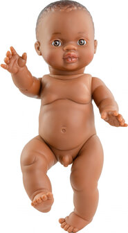 Paola Reina Gordi Babypuppe Bonifacio Dunkler Junge Unbekleidet In Tasche 34 cm