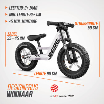 BERG loopfiets Biky Cross wit Handbrake 2-5 jaar 32 cm