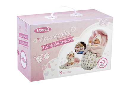 Llorens kledingset en accessoires Nica beertjes roze voor poppen van 40 cm