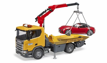 Bruder Scania Super 560R sleepwagen met roadster en licht en geluid