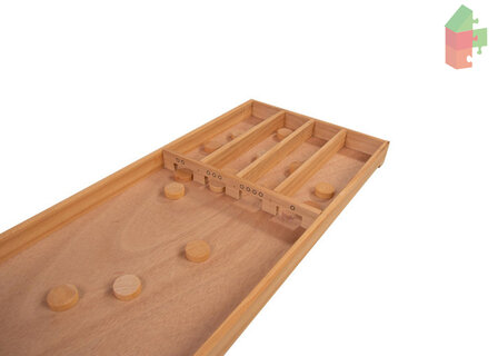 Longfield Sjoelbak Klein Afm. 120 X 35 X 29,5 Cm. Inclusief 20 Sjoelstenen  30 Mm