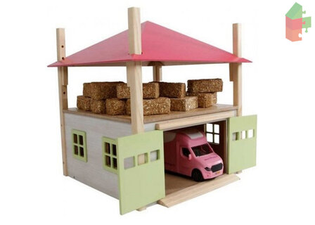 Kids Globe Set Kids-Globe-Hooiberg-Hout-Met-Berging+ Volvo Met Caravan