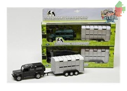 Kids Globe Landrover Zwart Met Veetrailer