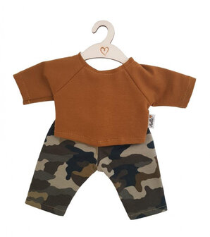 Poppenbroek en -shirt camouflage ochre