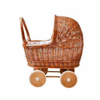 Rieten poppenwagen met kap Summer fruit