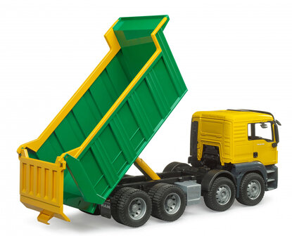 Bruder MAN TGS Muldenkipper mit kippbarer Mulde, gelb-gr&uuml;n, 55 cm