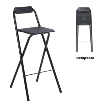 Alora Barkrukken Set 3x - Inklapbaar Met Rugleuning - Zwart