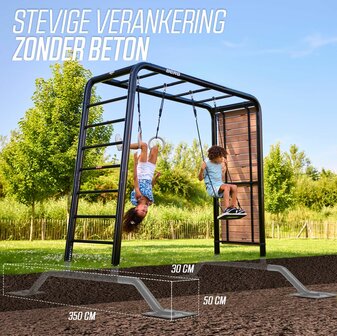 BERG Playbase Extra Large Frame 3-in-1 Speeltoestel - Multifunctioneel Speeltoestel - Rekstok en Ladder - Zwart