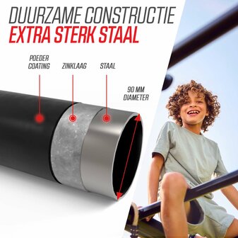 BERG Playbase Extra Large Frame 3-in-1 Speeltoestel - Multifunctioneel Speeltoestel - Rekstok en Ladder - Zwart