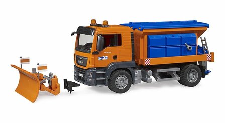 Bruder MAN TGS Winterdienst-LKW mit Schneepflug und Streuwerk 1:16