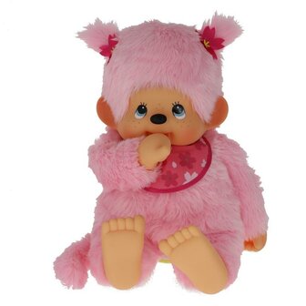 Monchhichi Pl&uuml;schpuppe M&auml;dchen 80 cm mit Kirschbl&uuml;ten-Design rosa