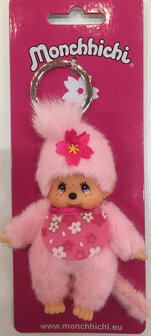 Monchhichi Schl&uuml;sselanh&auml;nger rosa Kirschbl&uuml;te 10 cm Pl&uuml;sch