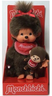 Monchhichi M&auml;dchen 20cm Pl&uuml;schpuppe mit Mini-&Auml;ffchen Begleiter
