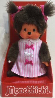 Monchhichi Pl&uuml;schtier M&auml;dchen 20 cm mit rosa Kleid und Schleifen