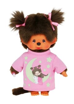 Monchhichi M&auml;dchen 20 cm mit Leuchteffekt im Dunkeln, rosa Nachthemd