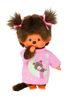 Monchhichi M&auml;dchen 20 cm mit Leuchteffekt im Dunkeln, rosa Nachthemd