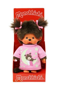 Monchhichi M&auml;dchen 20 cm mit Leuchteffekt im Dunkeln, rosa Nachthemd