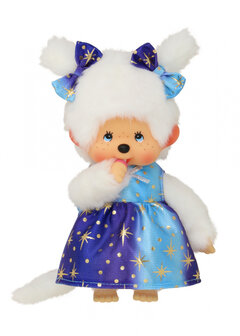 Monchhichi M&auml;dchen Starlight 20cm mit Sternenkleid in Blau-Gold