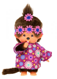 Monchhichi Pl&uuml;schtier M&auml;dchen Flower Power Kleid 20 cm braun