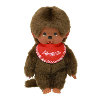 Monchhichi Kuscheltier Junge 20 cm braun mit rotem L&auml;tzchen