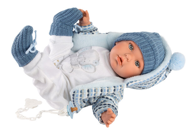 Llorens Puppe Enzo mit blau/weißer Jacke - 42 cm
