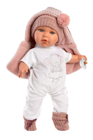 Llorens Puppe Baby Julia mit rosa/weißem Pullover - 42cm