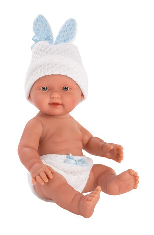 Llorens Puppe Junge mit Mütze und rosa Hose Bebita Rosa Schaukel 26 cm