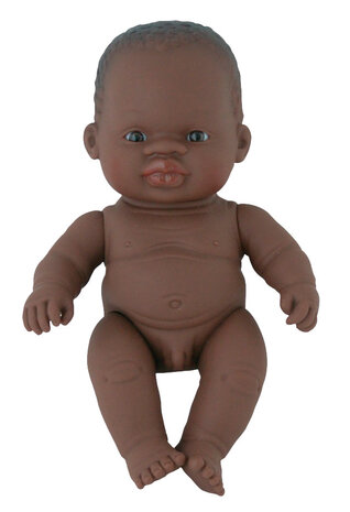 Miniland Babypuppe afrikanischer Junge mit Unterwäsche 21cm