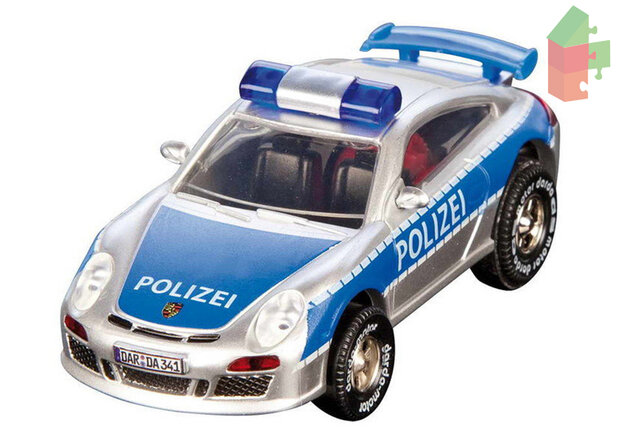 Darda Rennbahn Auto Porsche GT 3 Polizei + Extra Stop und Go Motor