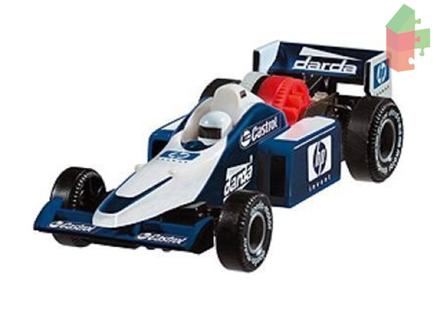 Darda Rennbahn Auto Formel 1 Blau + Extra Stop und Go Motor