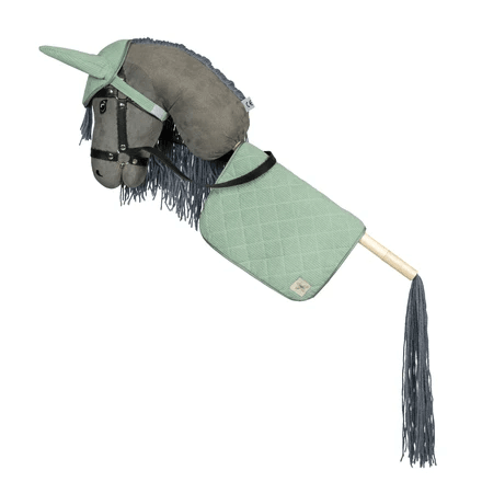 byASTRUP Satteldecke und Mütze aus grünem Cord für Steckenpferd