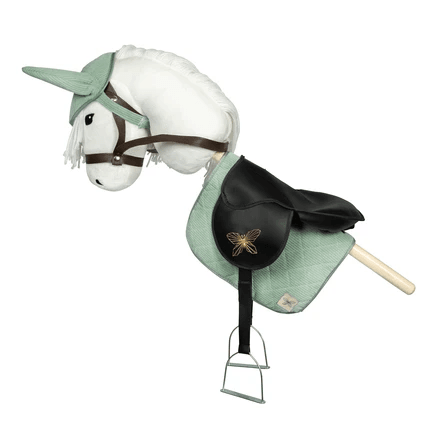 byASTRUP Satteldecke und Mütze aus grünem Cord für Steckenpferd