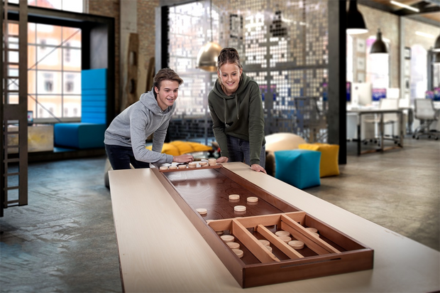 Longfield Sjoelbak Wedstrijd Luxe - 30 Sjoelstenen - Beukenhout