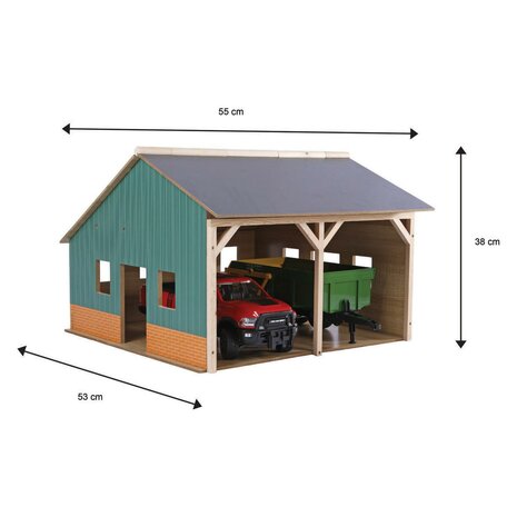 Kids Globe Loods Voor 2 Tractoren, 1:16