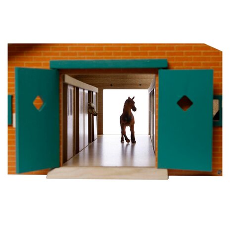 Kids Globe Paardenstal Hout Met 9 Paardenboxen 1:32
