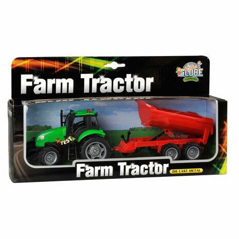 Kids Globe Tractor met Aanhanger Licht & Geluid 1:32