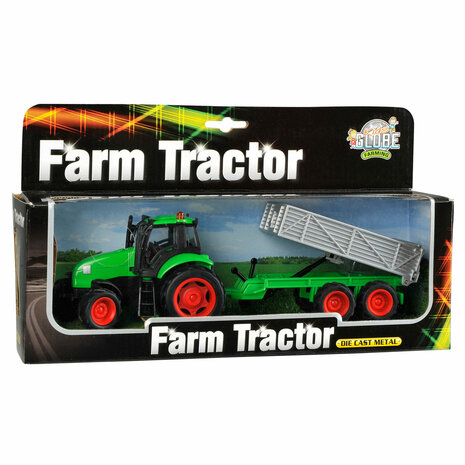 Kids Globe Tractor met Aanhanger Licht & Geluid 1:32