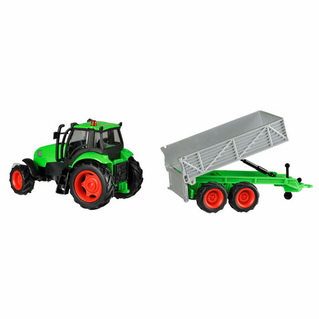 Kids Globe Tractor met Aanhanger Licht & Geluid 1:32