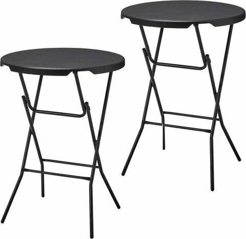 Statafel Met 4 Barkrukken - Inklapbaar Zwart - Cocktailtafel Set