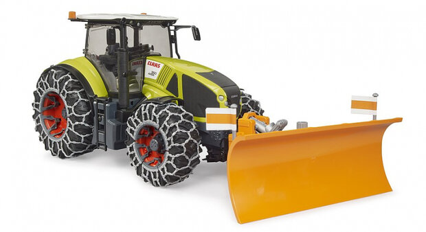 Bruder Claas Axion 950 Traktor mit Schneeketten und R&auml;umschild