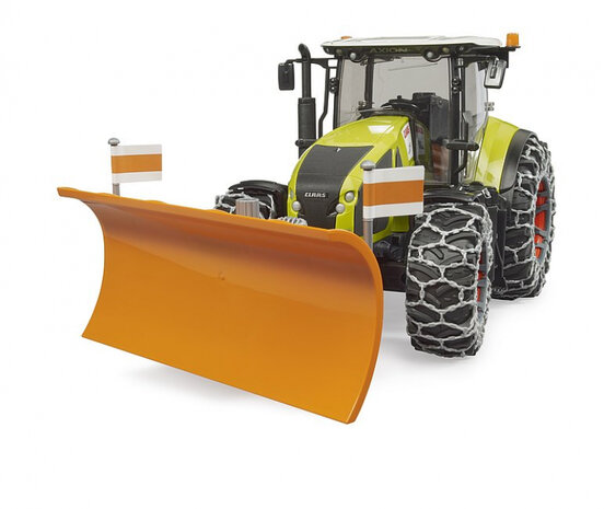Bruder Claas Axion 950 Traktor mit Schneeketten und R&auml;umschild