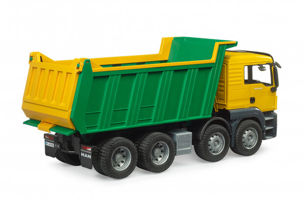 Bruder MAN TGS Muldenkipper mit kippbarer Mulde, gelb-gr&uuml;n, 55 cm